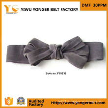 Moda Elegante Lady Grey Bow Tie Designs cinto de tecido elástico